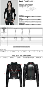 WT-1030TCF Edgy Lace-Up Black Leather Punk T-Shirts